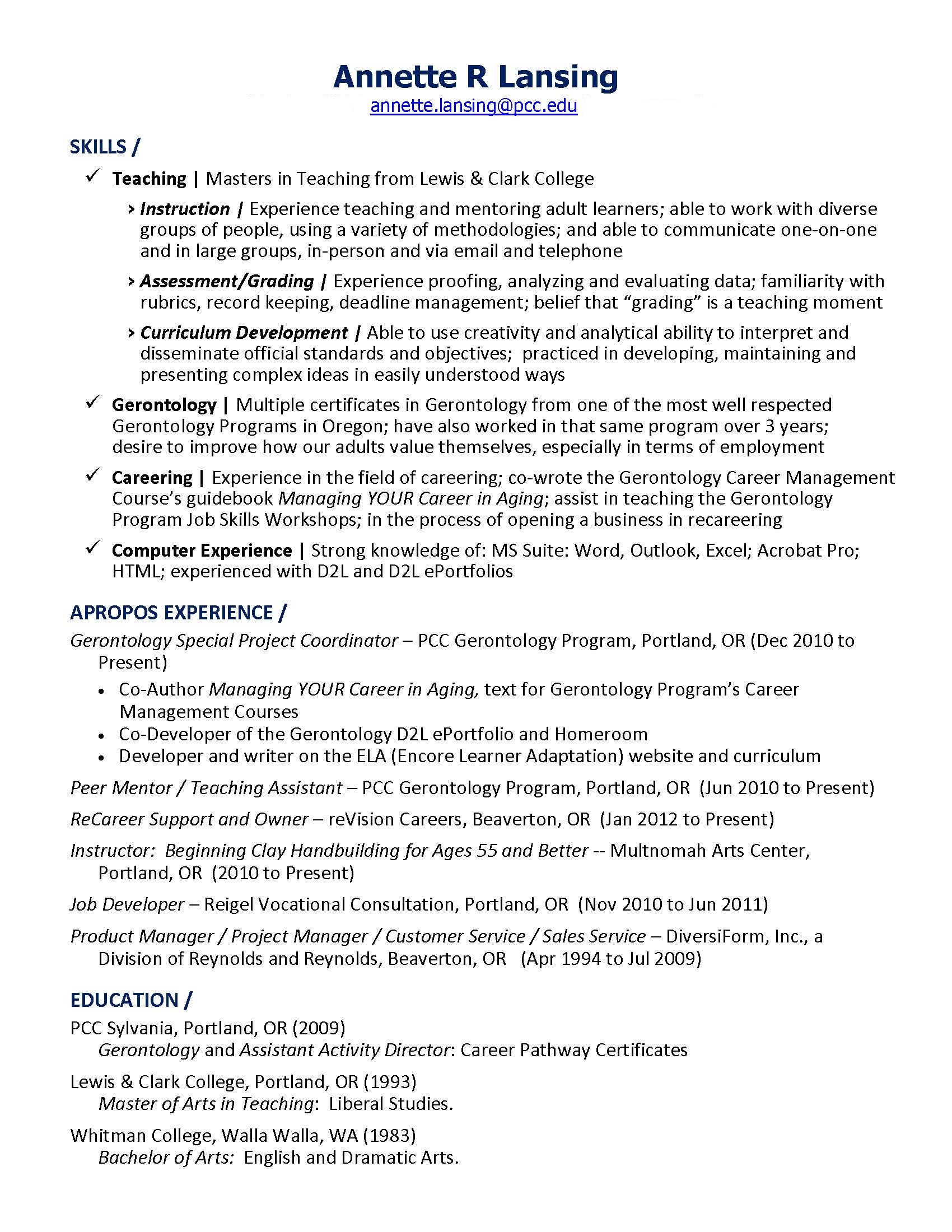 Sample Resume For College Instructor Free Samples , Examples & Format